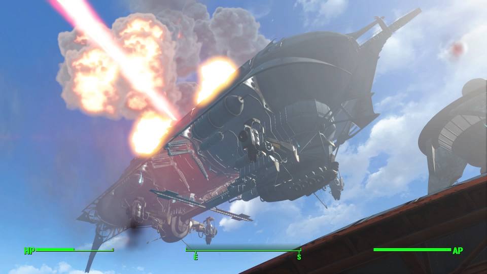 Fallout 4 リバティ・プライムから放たれた強力なレーザーでプリドゥエンが爆発