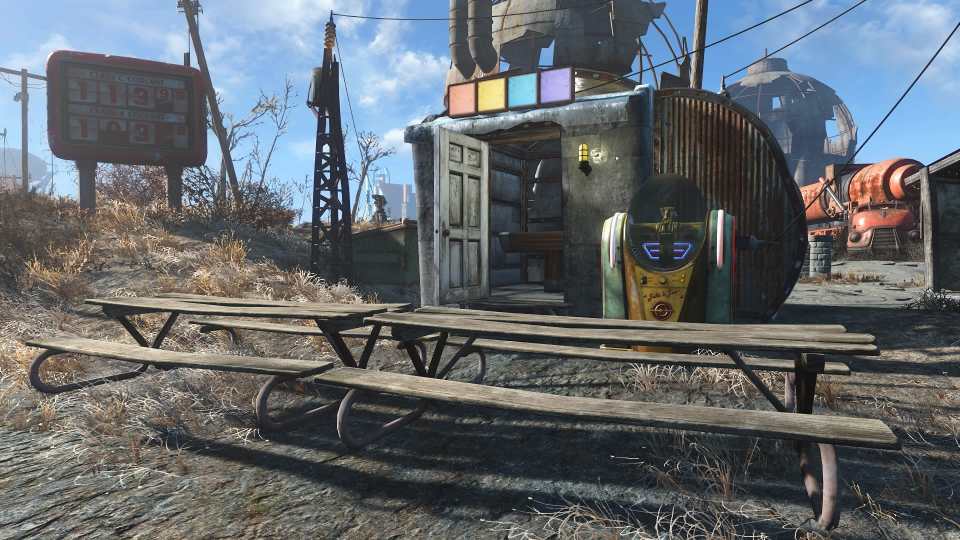 Fallout 4 ビリヤード専用の小屋とピクニックテーブル