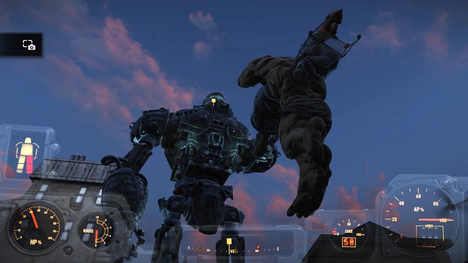 Fallout 4 リバティ・プライムに首を掴まれて宙吊りになるベヒモス